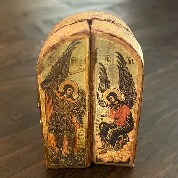 Vintage Mexican Carved Wooden 3-Panel Religious Triptych - Picture 2 of 8